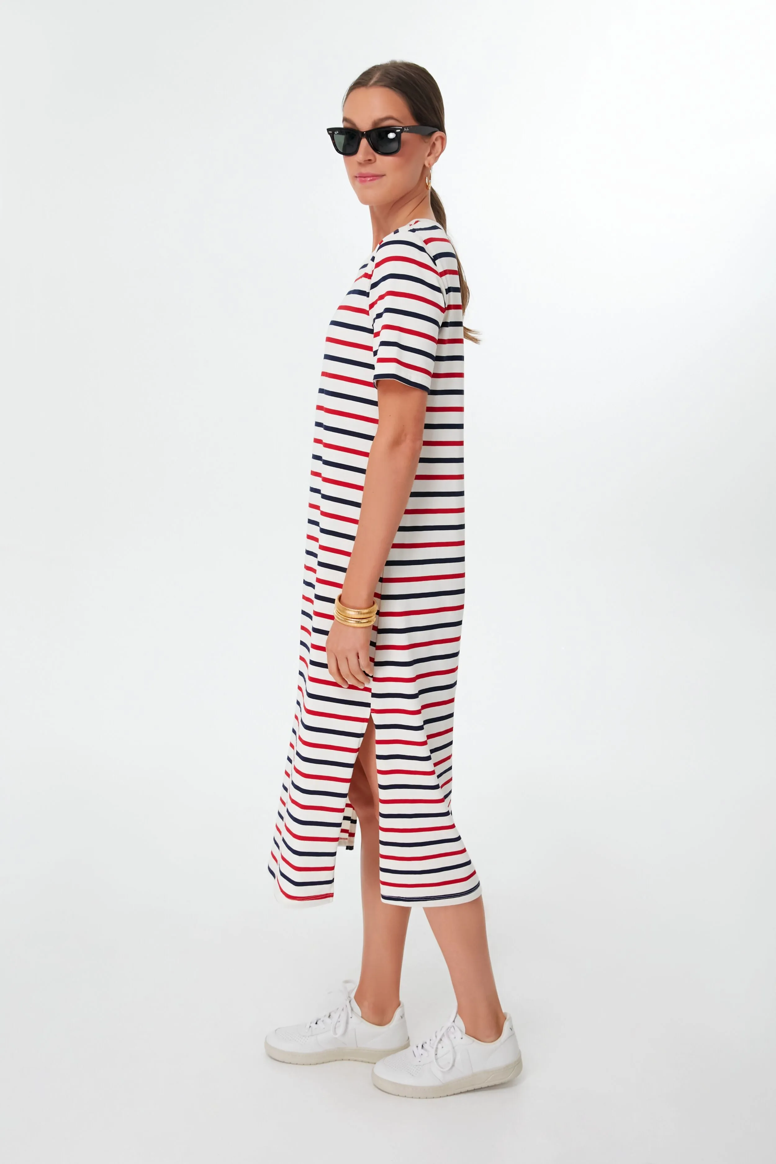 Americana Stripe Short Sleeve Gio Maxi Dress