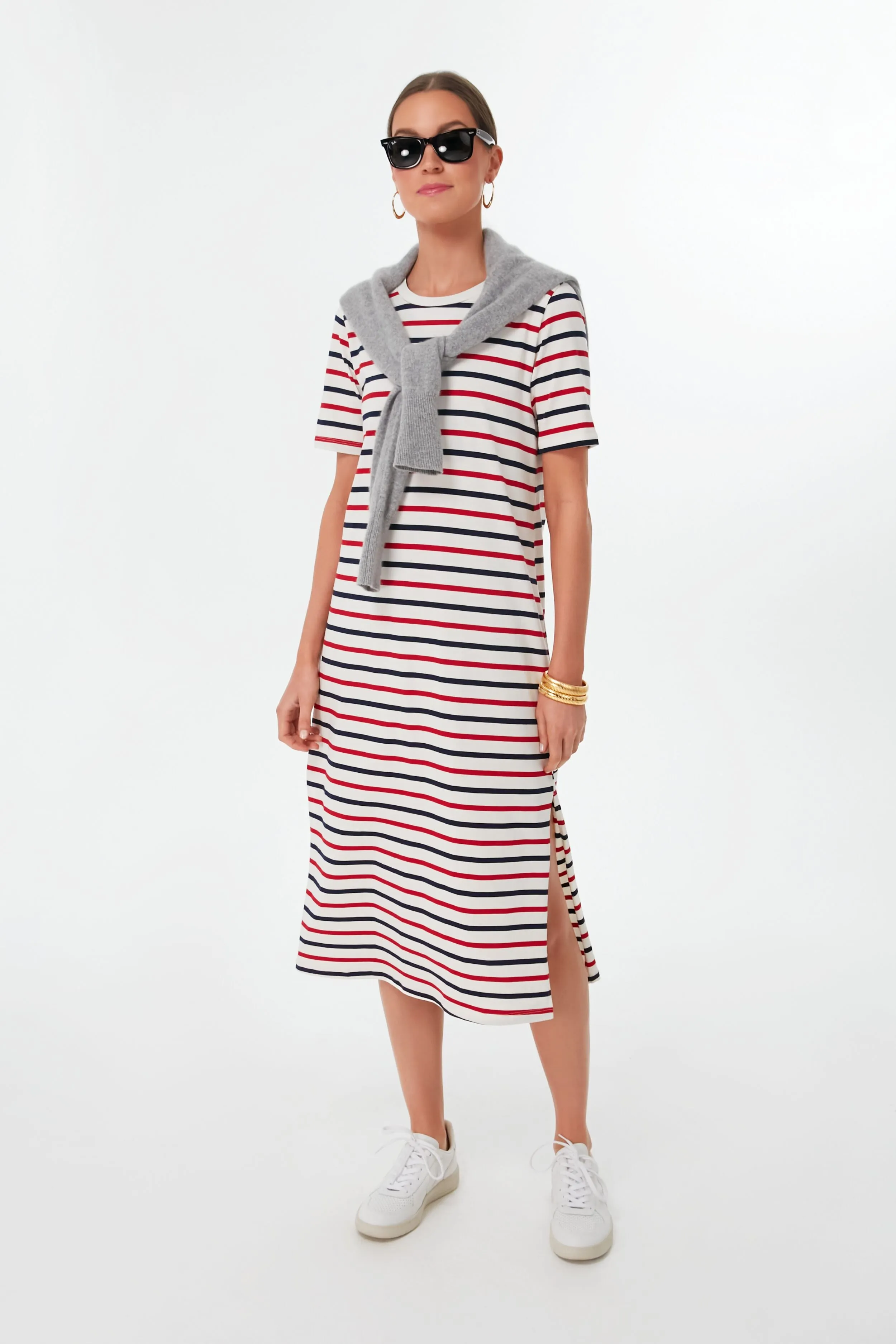 Americana Stripe Short Sleeve Gio Maxi Dress