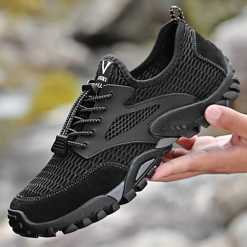 ANTI SLIP, BREATHABLE, DURABLE LEATHER MESH SHOES FOR OUTDOOR MOUNTAINEERING SPORTS