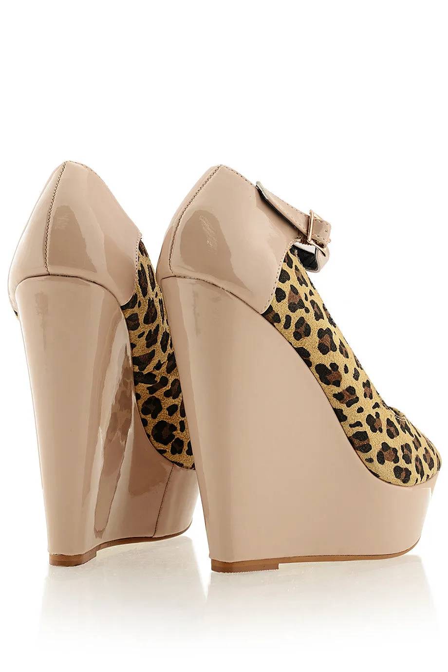 BOTINA Leopard Ankle Strap Wedges