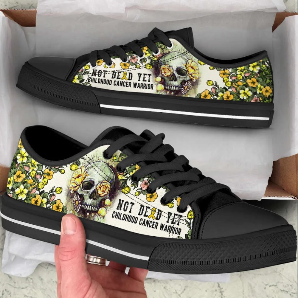 Childhood Cancer Shoes Rose Flowers Skull Low Top Shoes Canvas Shoes, Best Canvas Shoes, Low Top Sneaker