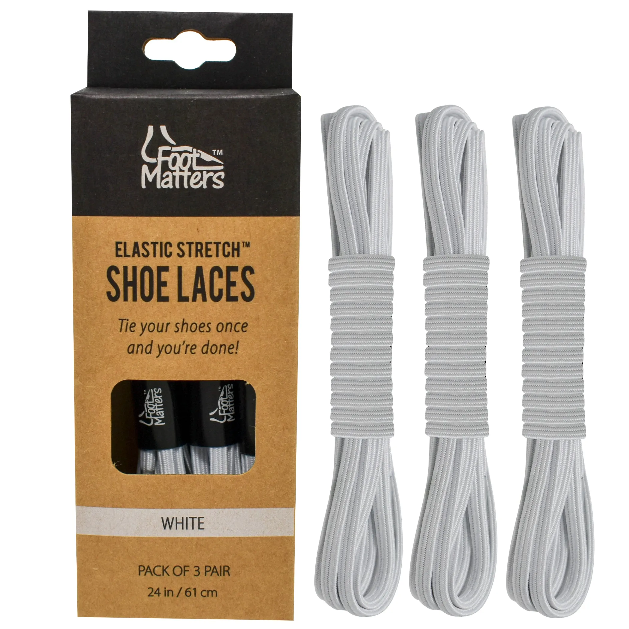 FootMatters Flat No Tie Elastic Stretch Shoe Laces