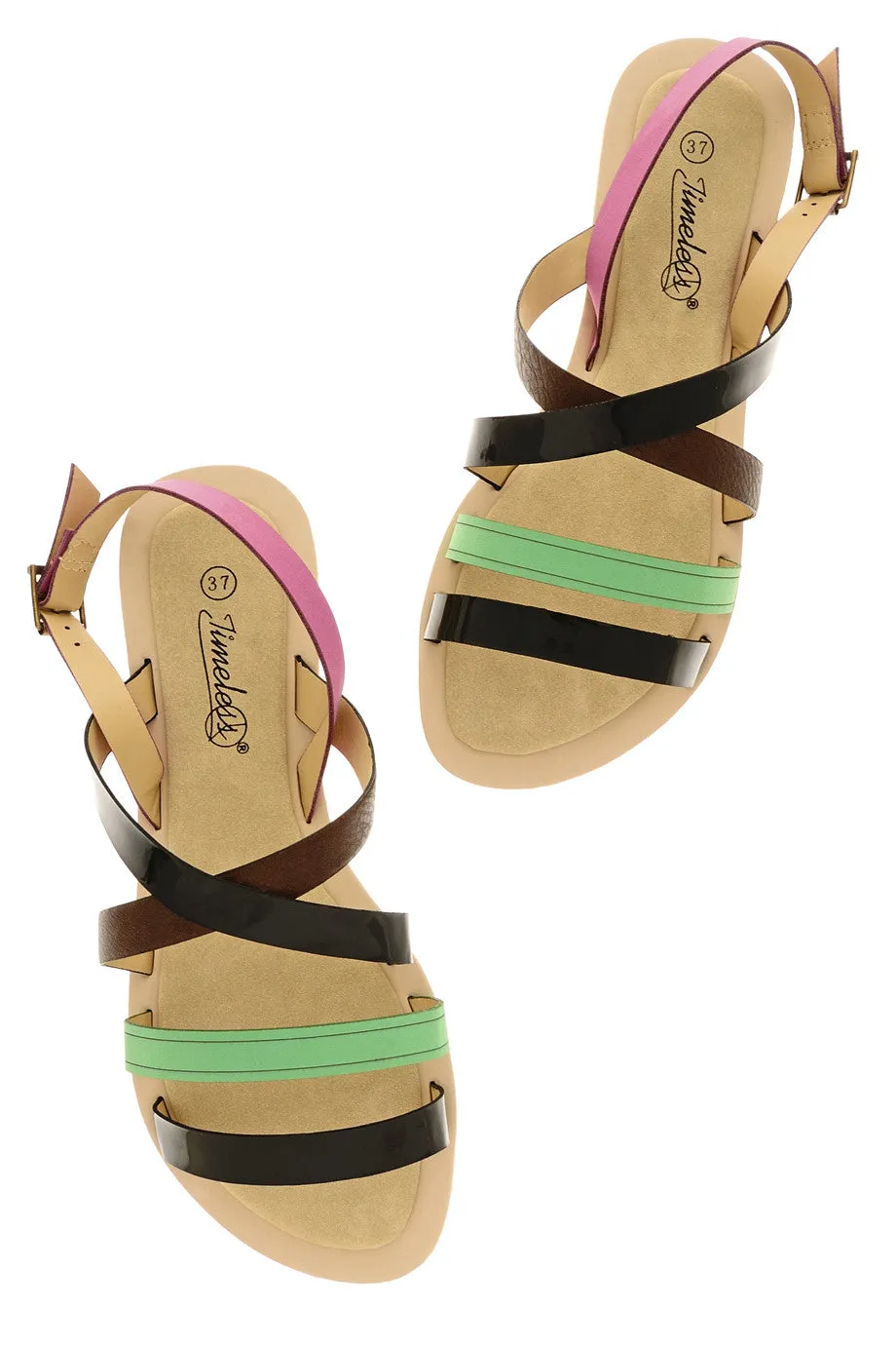 GILBERTE Black Green Sandals