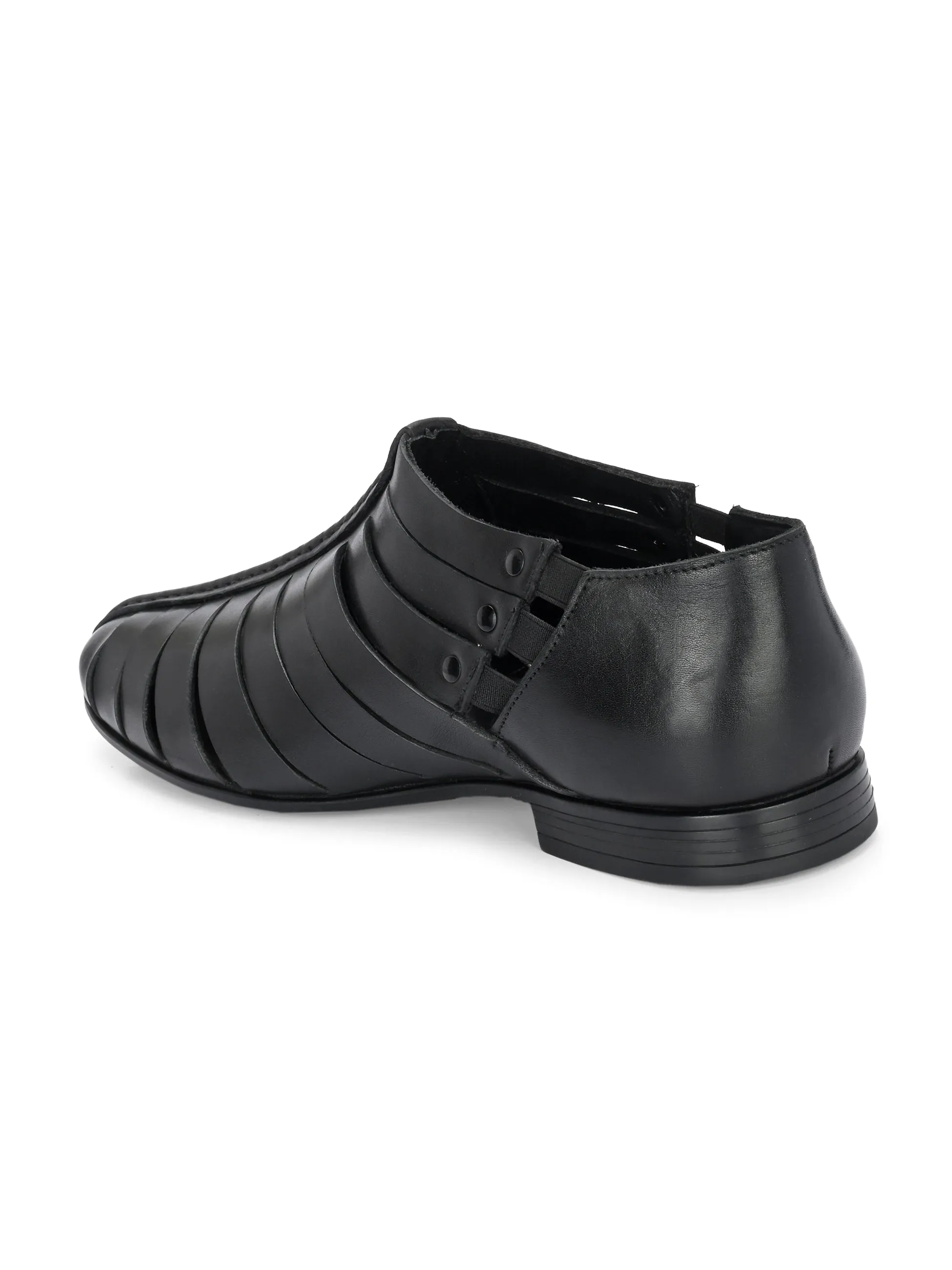 Hitz Men's Black Leather Formal Slip On Shoes