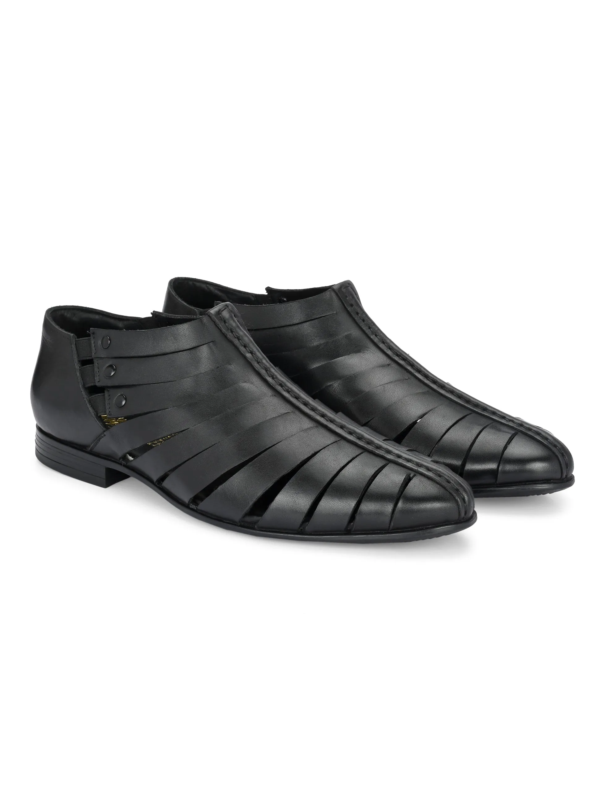 Hitz Men's Black Leather Formal Slip On Shoes