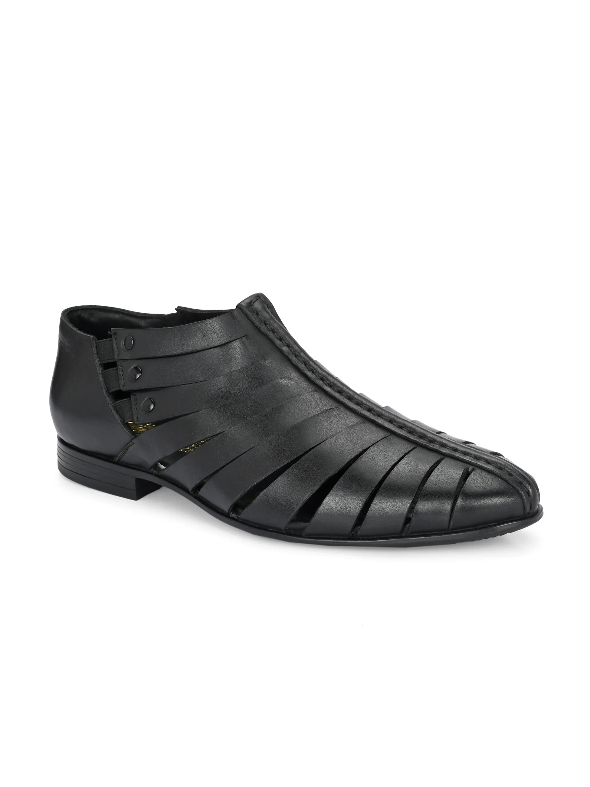 Hitz Men's Black Leather Formal Slip On Shoes