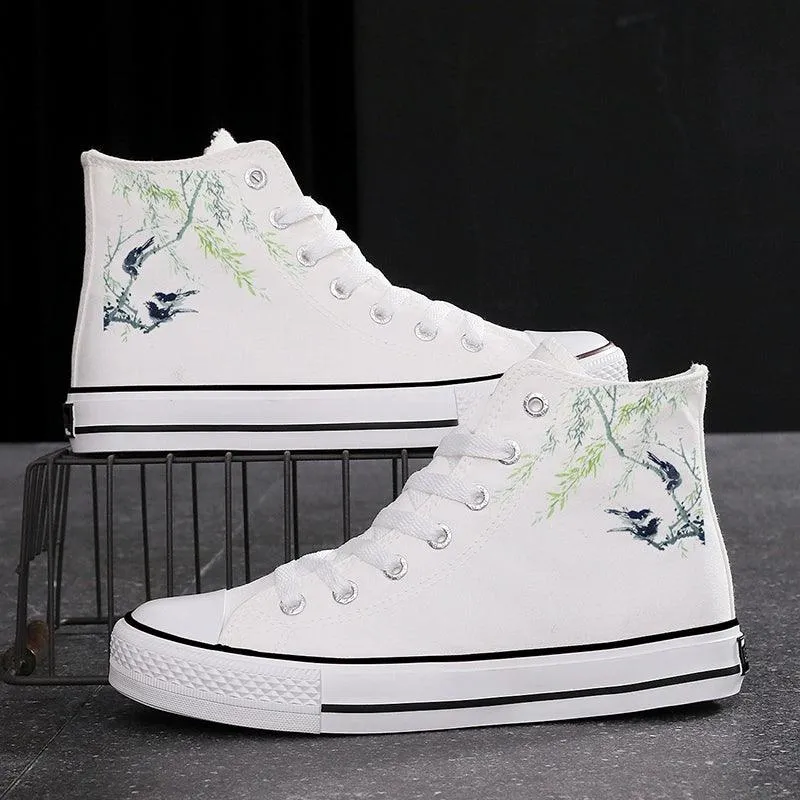 Ink High-top Canvas Sneakers for Couples Stylish and Comfortable