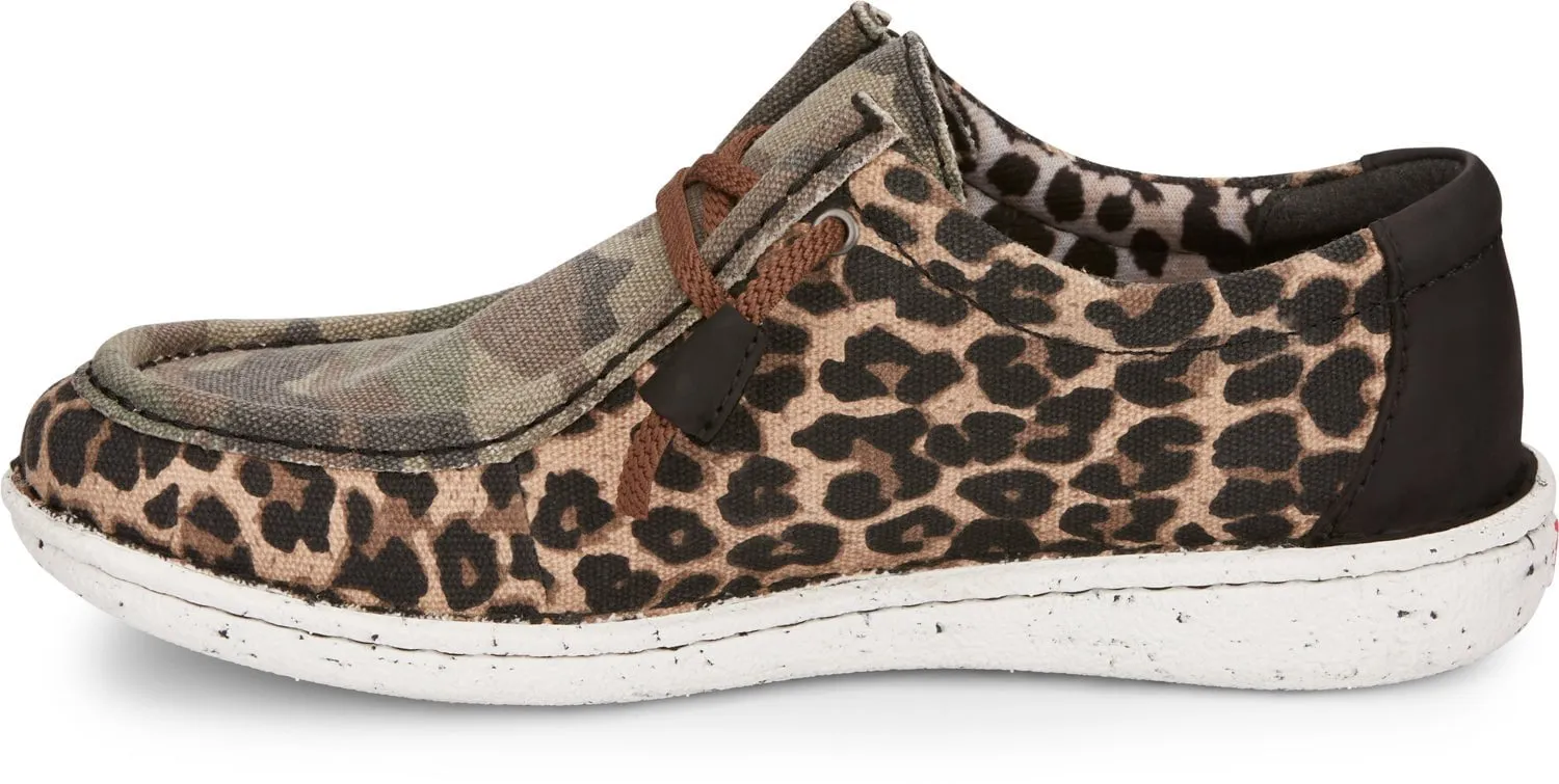 Justin Sneakers Womens Leopard Print Camo Hazer Canvas Slip-On Shoes