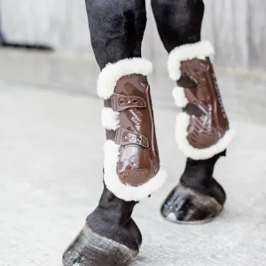 Kentucky Horsewear Bamboo Sheepskin Tendon Boots Elastic - Brown