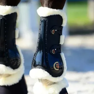 Kentucky Horsewear Sheepskin Tendon Boots Elastic - Black