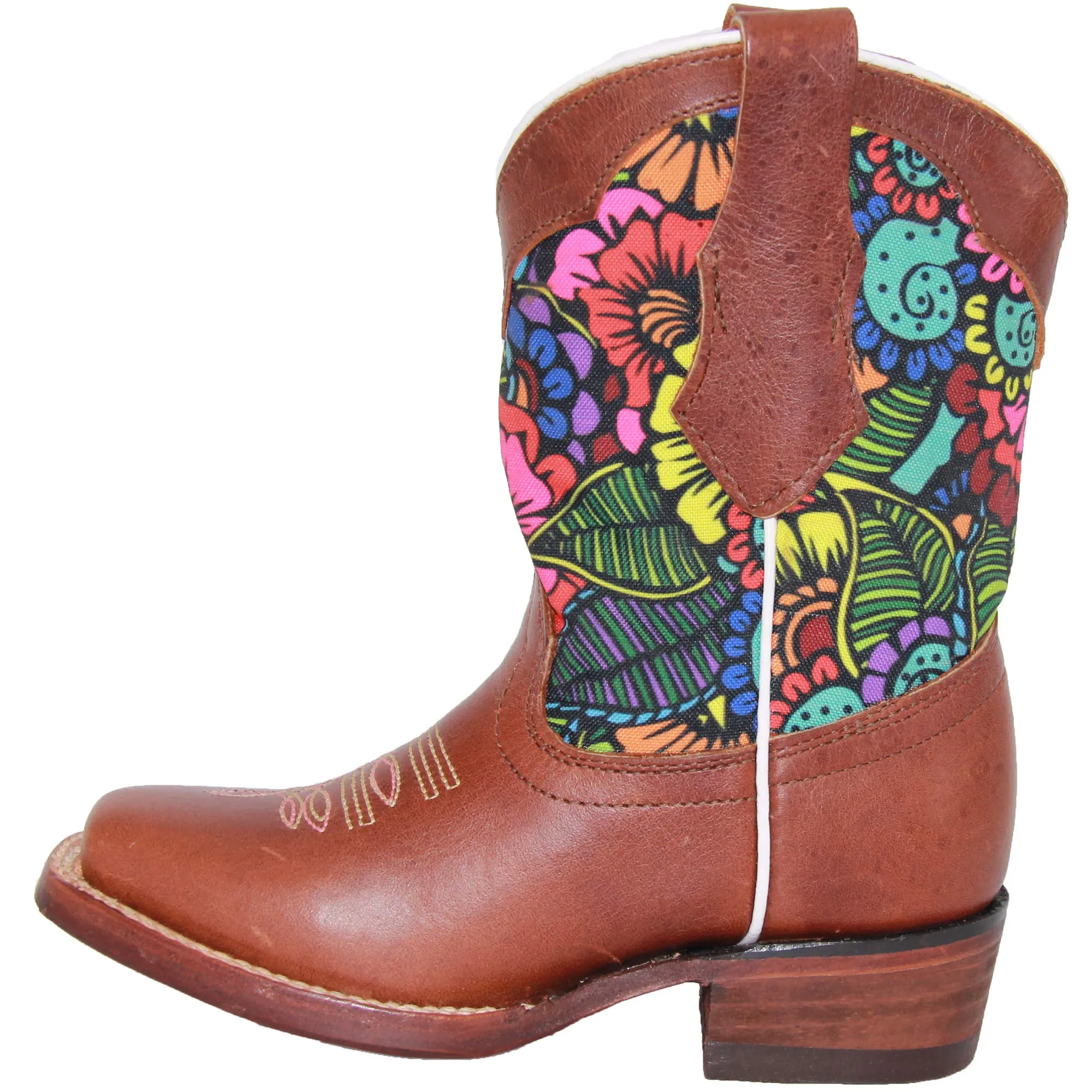 Little Girls Floral Western Cowgirl Leather Boot