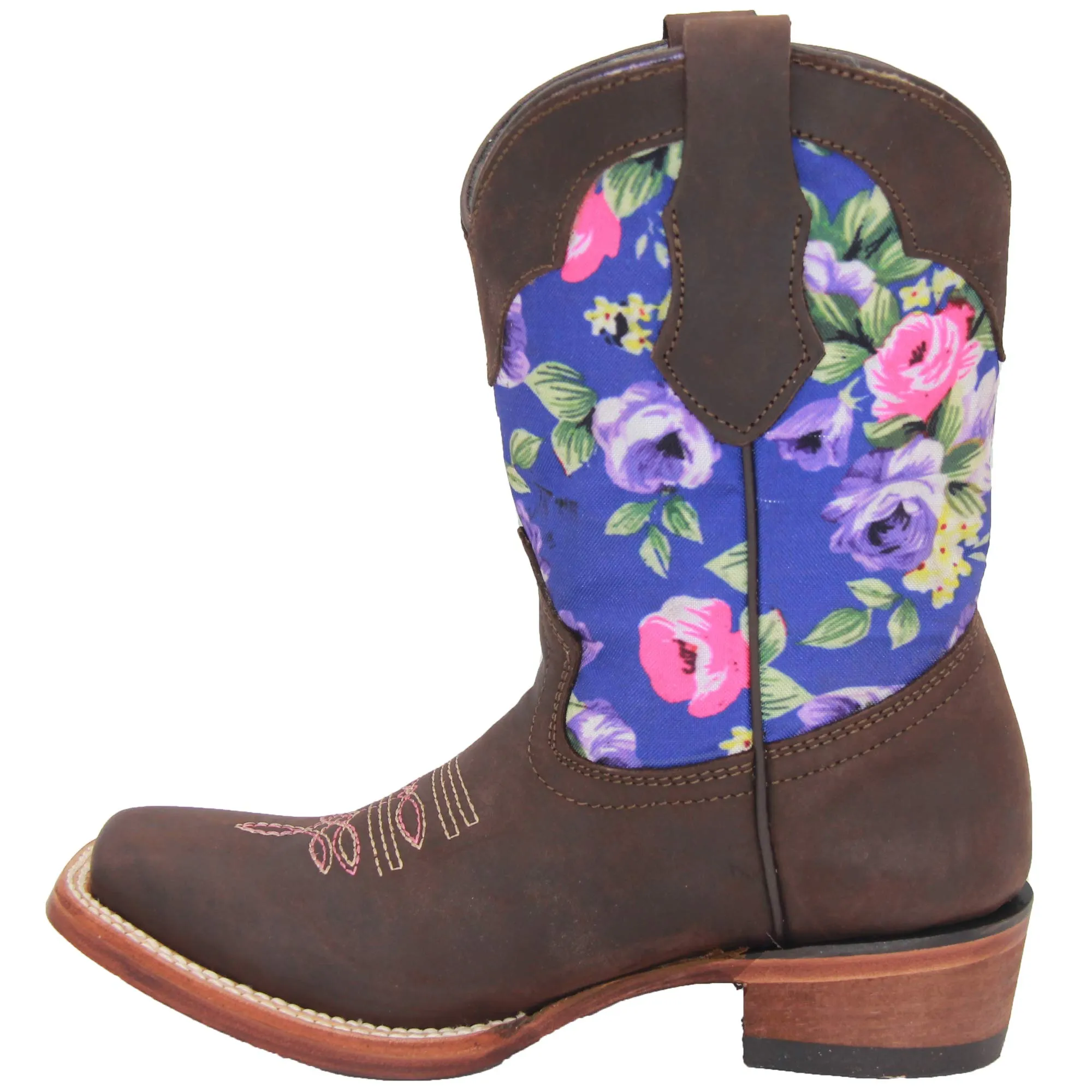 Little Girls Floral Western Cowgirl Leather Boot