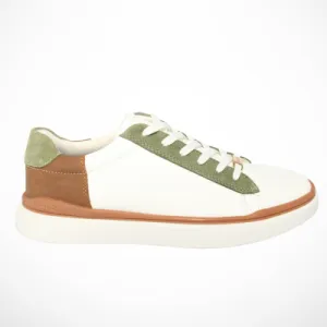 Men Genuine Leather Sneaker (White & Green)