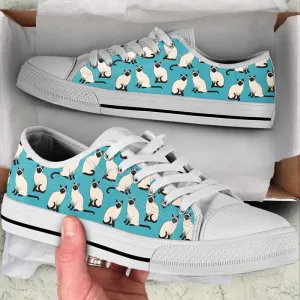 Siamese Cat Lover Shoes - Cat Pattern Low Top Canvas Shoes - Trendy Fashion, Cat Canvas Shoes