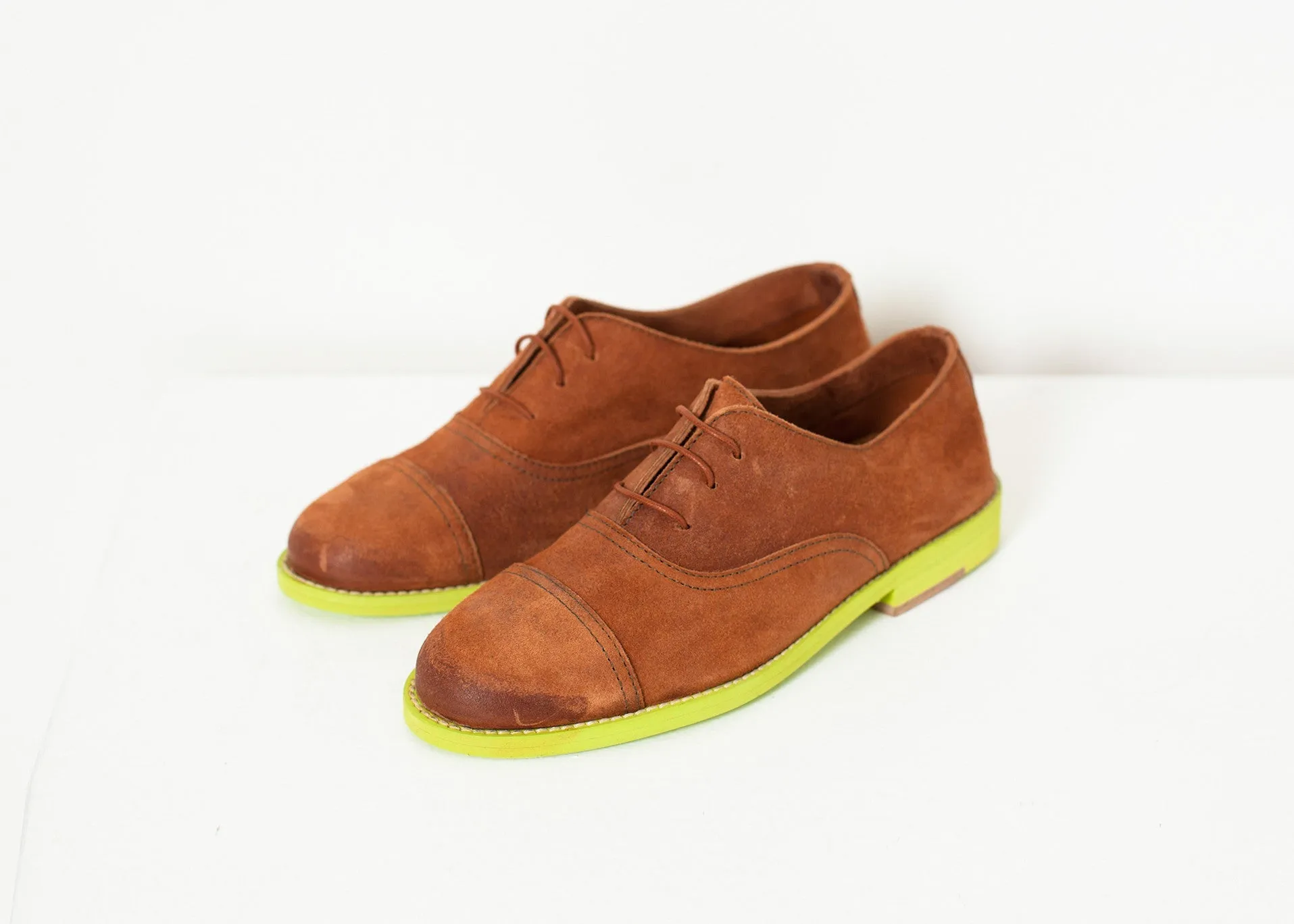 Suede Oxford in Natural/Lime -UEB