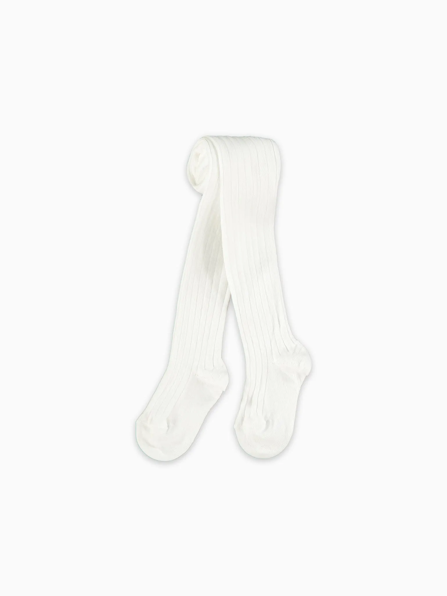 White Ribbed Kids Tights Set