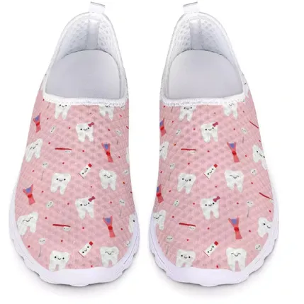 Women 3D Cartoon Tooth Print Slip On Shoes