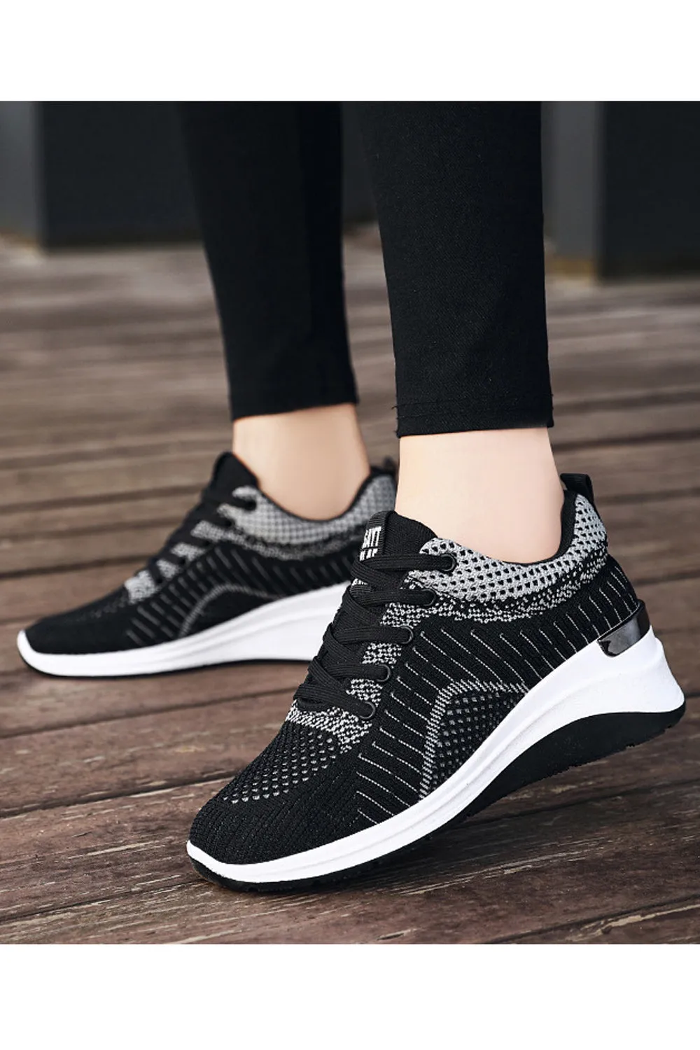 Women Pretty Solid Colored Flat Rubber Surface Restful Inner Collar Comfortable Mesh Round Head Sneaker Shoes - WSA109806