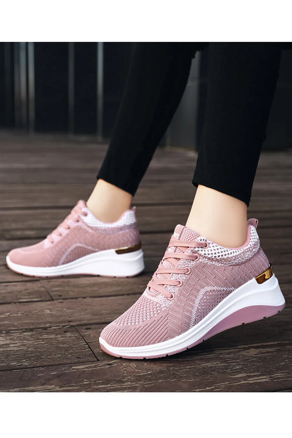 Women Pretty Solid Colored Flat Rubber Surface Restful Inner Collar Comfortable Mesh Round Head Sneaker Shoes - WSA109806