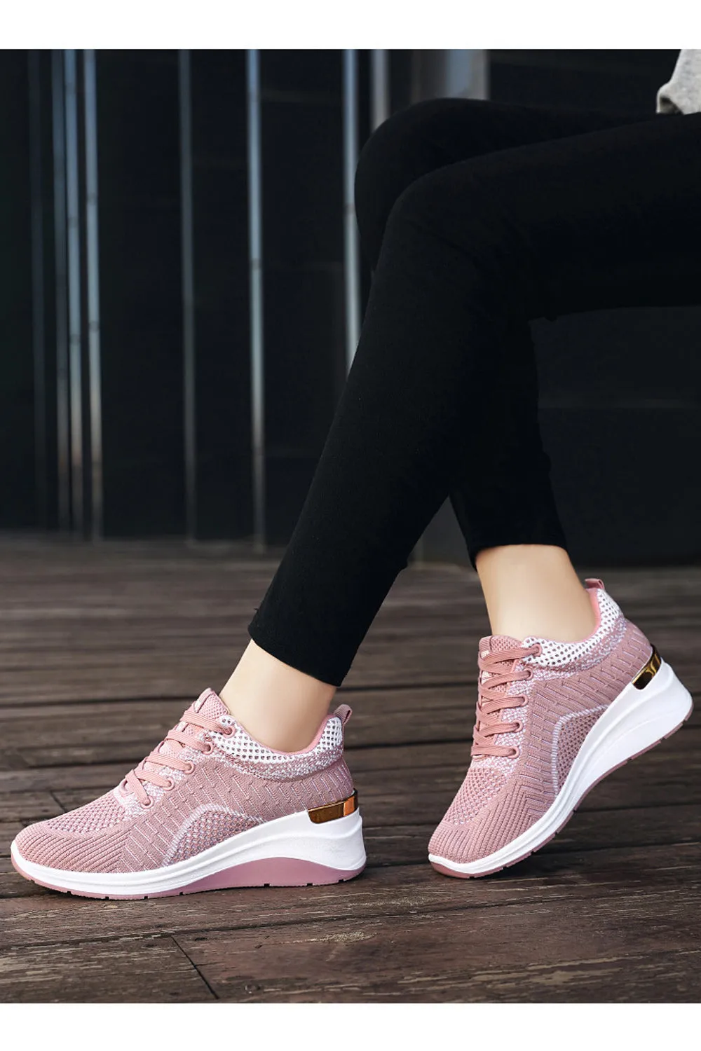 Women Pretty Solid Colored Flat Rubber Surface Restful Inner Collar Comfortable Mesh Round Head Sneaker Shoes - WSA109806