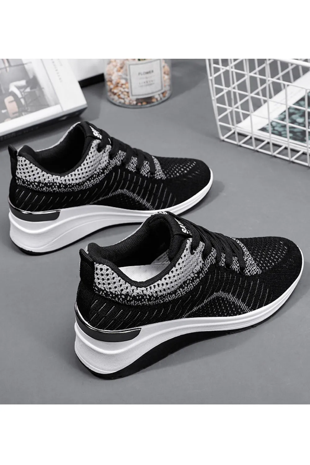 Women Pretty Solid Colored Flat Rubber Surface Restful Inner Collar Comfortable Mesh Round Head Sneaker Shoes - WSA109806